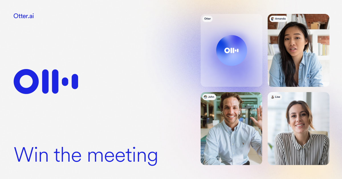 Otter.ai product graphic showing the Otter assistant joining a video meeting