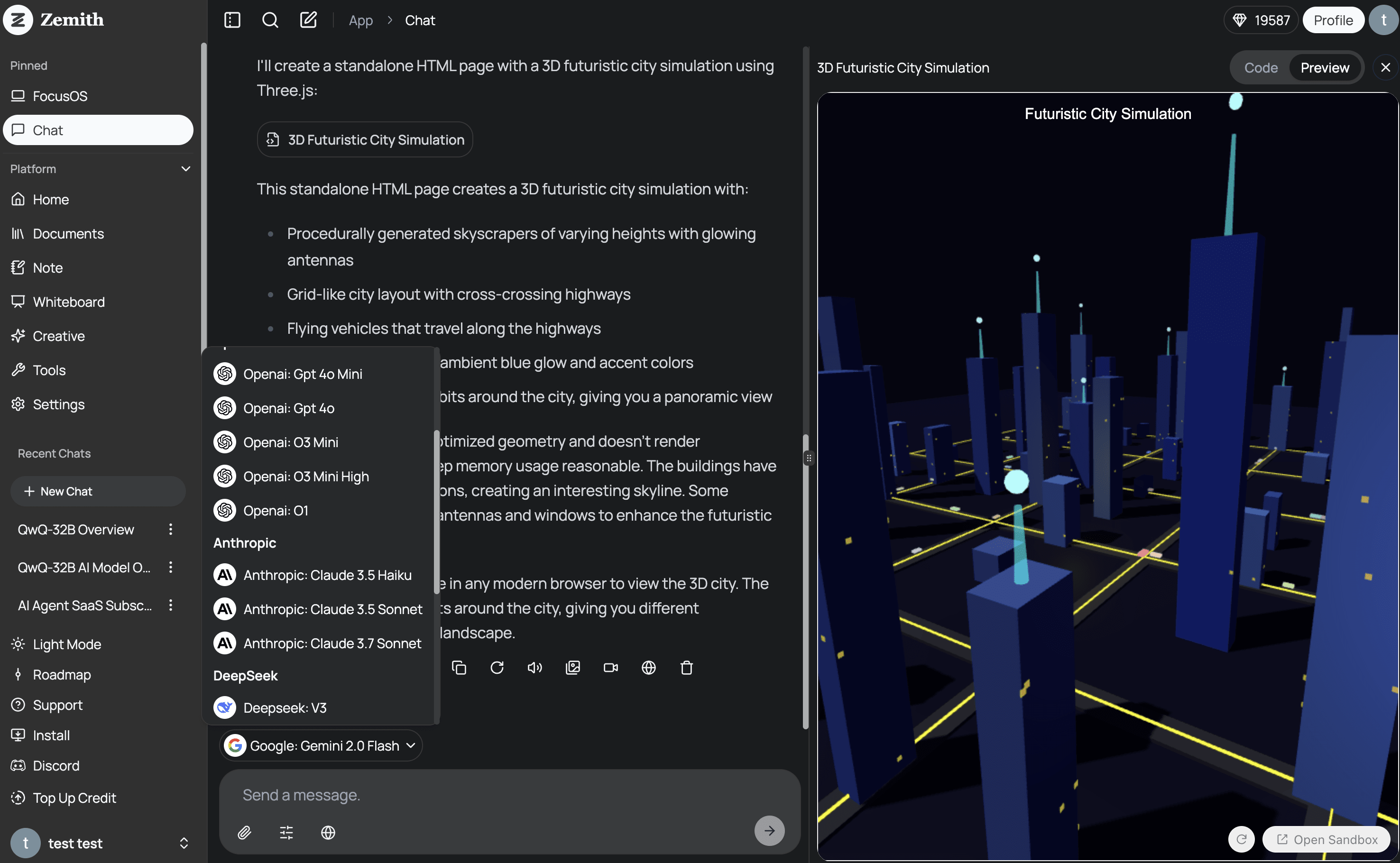 Zemith AI workspace on Windows