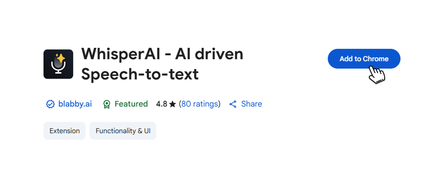 BlabbyAI Chrome Web Store listing with Add to Chrome button